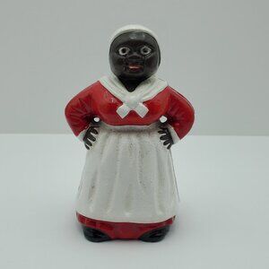 African American Woman 5.5" Cast Iron Coin Bank Metal Americana Maid Figure
